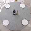Tablecloth Waterproof Oil-Proof Transparent Printed Plastic Wood Grain Fleece-Lined Thickened PVC Round Tablecloth Tablecloth Elastic Band