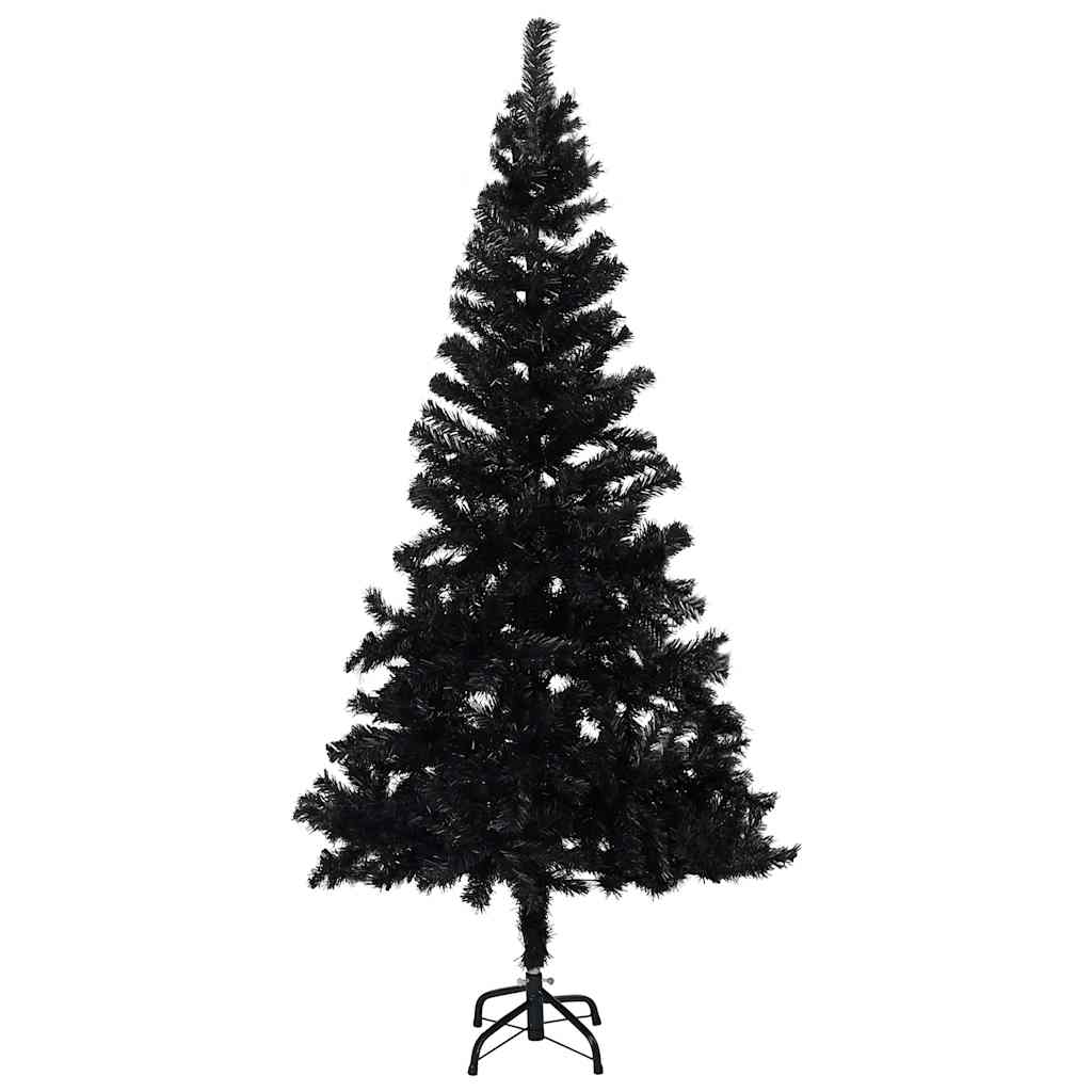 Vidaxl Artificial Christmas Tree With Lights And Baubles, Black, 150 Cm, Pvc