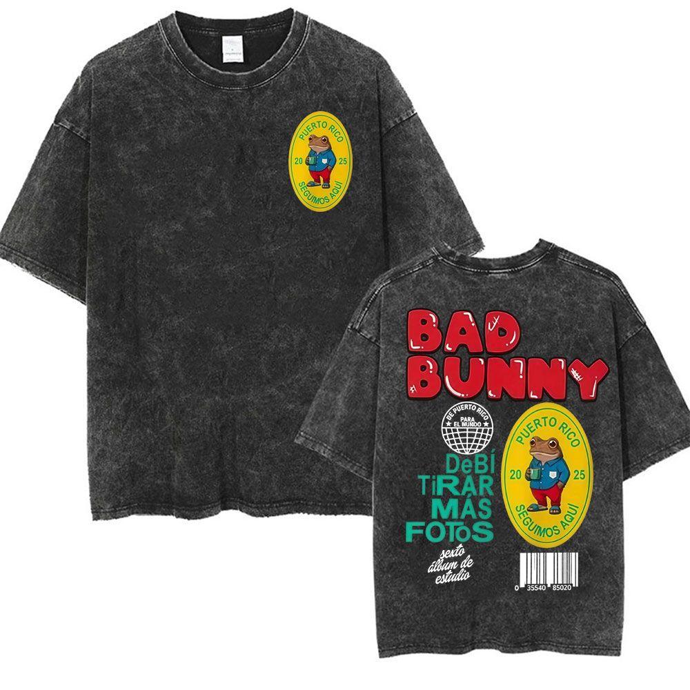 Wholesale Rap Bad Bunny DTMF World Tour Oversized Tshirt for Men Luxurious Fashionable Retro Washed Hiphop Pure Cotton Tshirt