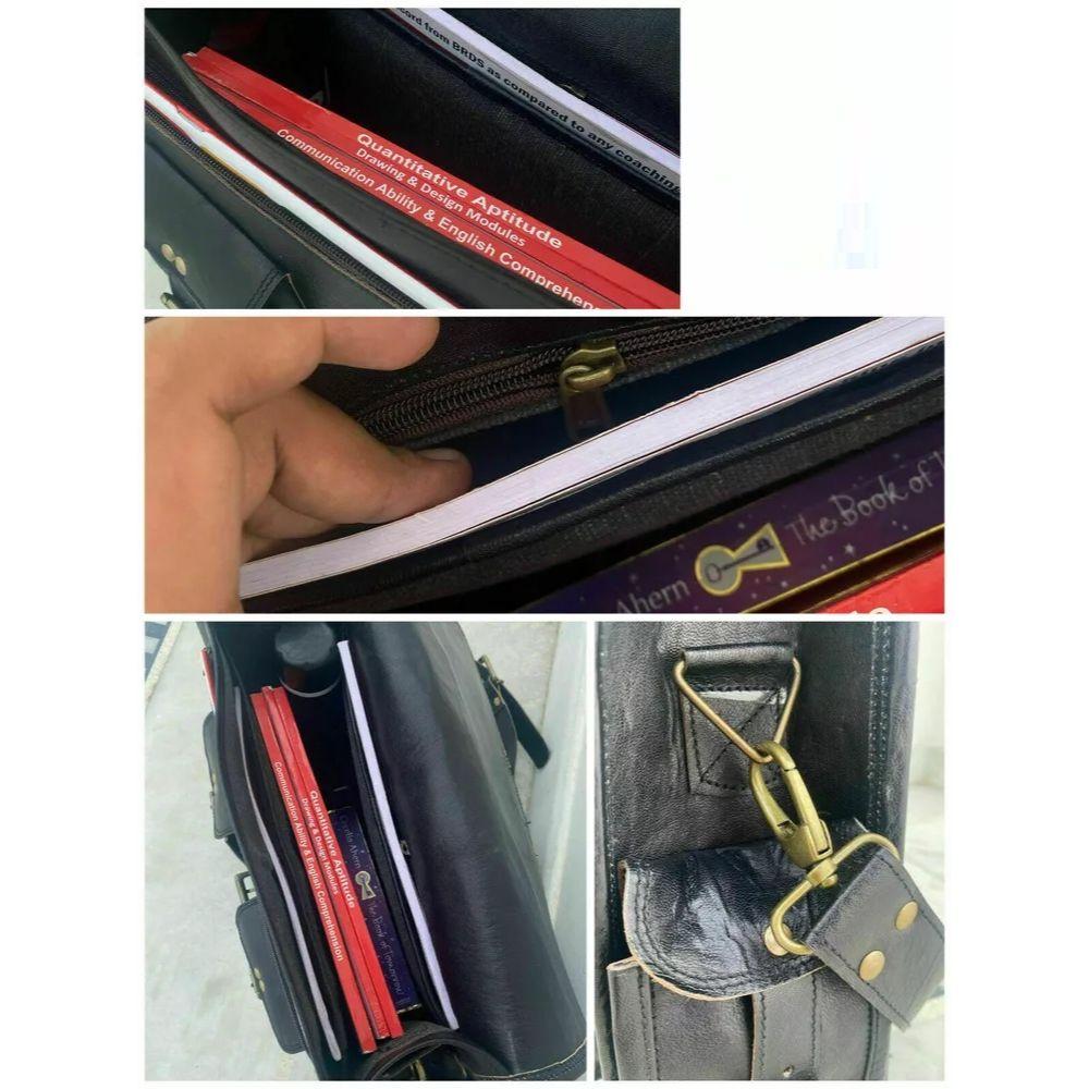 Nowi mężczyźni z prawdziwej skóry koziej, w stylu vintage, czarna torba listonoszka na laptopa, teczka