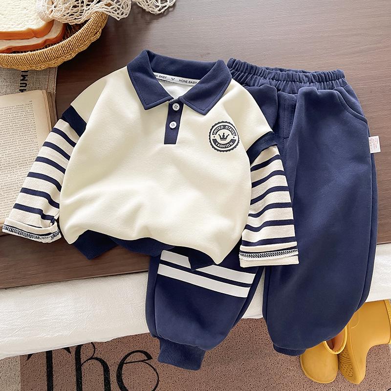 2025 Boys' Stylish Korean Polo Shirt & Pants Set: New Autumn Collection