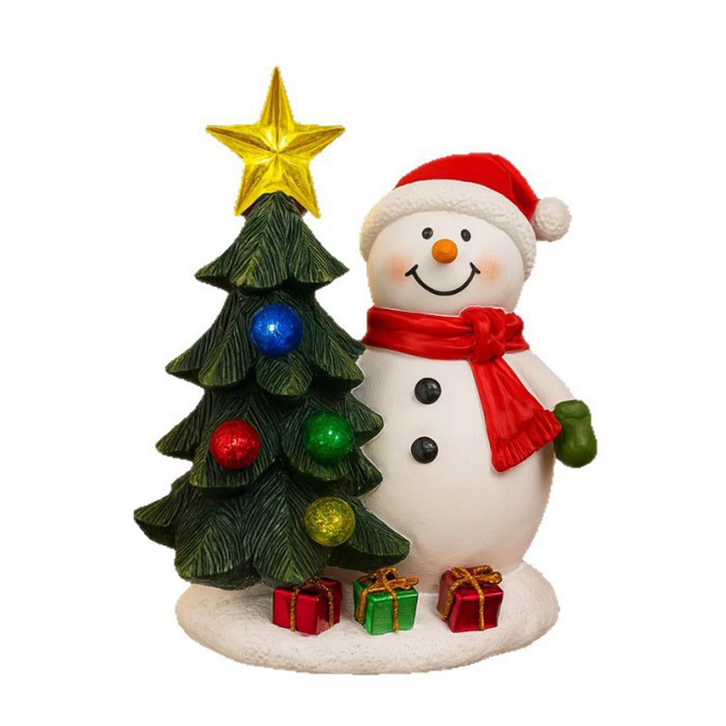 Christmas Decoration Snowman Christmas Tree Lamp Resin Ornament Cross Border Hot Mining Solar Snowman Christmas Tree Lamp