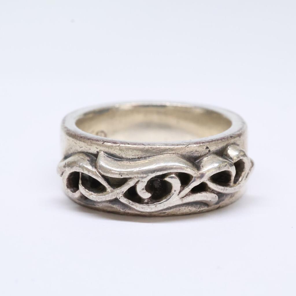 CHROME HEARTS 2000 925 Double Narrow Vine Band Ring Ring SilverUsed