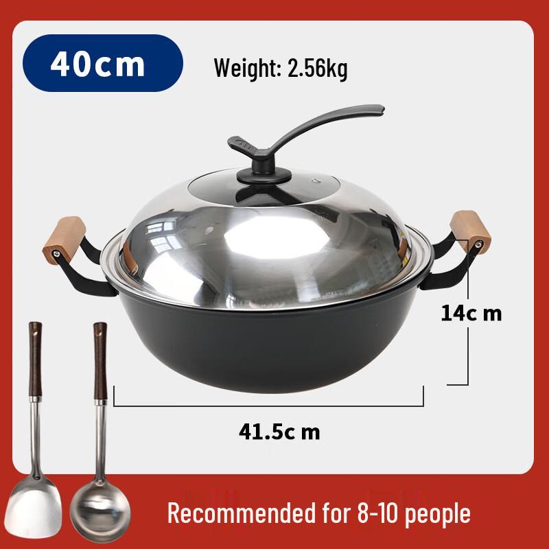 Hakka Style 40CM Fine Iron Flat-Bottom Wok