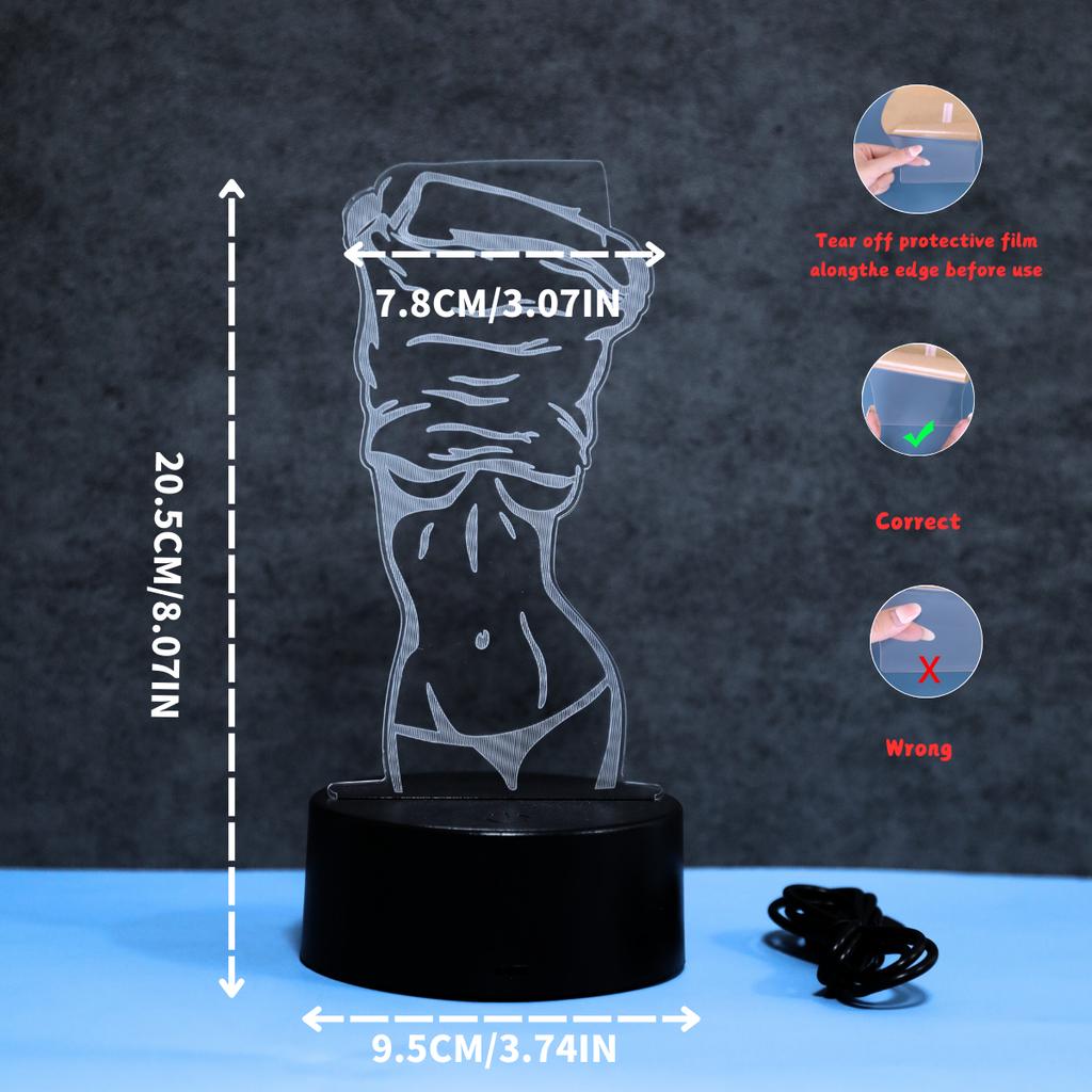 Modern 3D illusion night light, sexy women's design - touch sensitive, USB powered, suitable for bedroom atmosphere