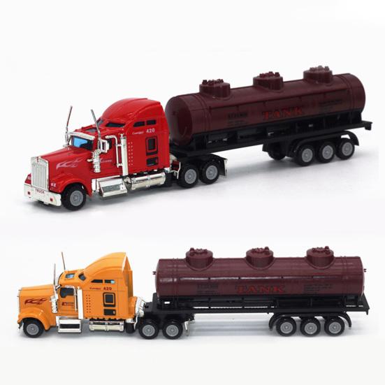 1:65 Alloy Truck Model Realistic Simulated Detailed American Super Long Transport Truck Model for Adults