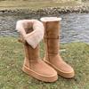 Women's Tall Large Size Thick Sole Soft Sole Winter Warm Fur One Snow Boots Padded Lined Ankle Boots Anti-slip Hiking Sports Cotton Boots