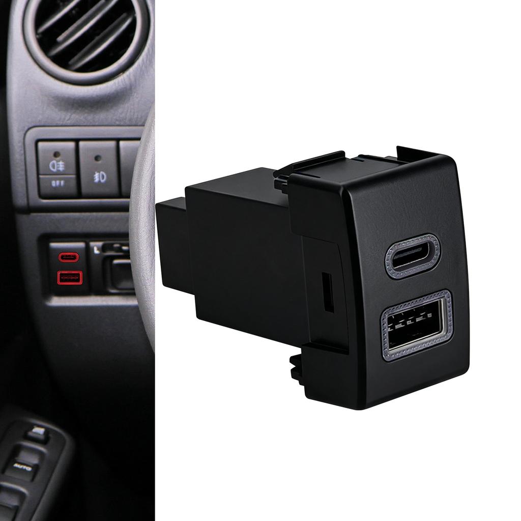 Dual USB Charger Type C PD Outlet Adapter for Suzuki Jimny 1998-2018 Grand Vitara / ESCUDO 1998-2005 Blank Push Switch Socket