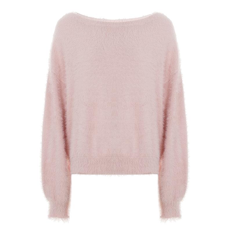 Women's Autumn/Winter Loose Off-Shoulder Mink Fur Sweater