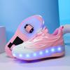 Children's runaway shoes Boys with lights Girls sports roller skating Walking wheel shoes Invisible double wheel runaway shoes