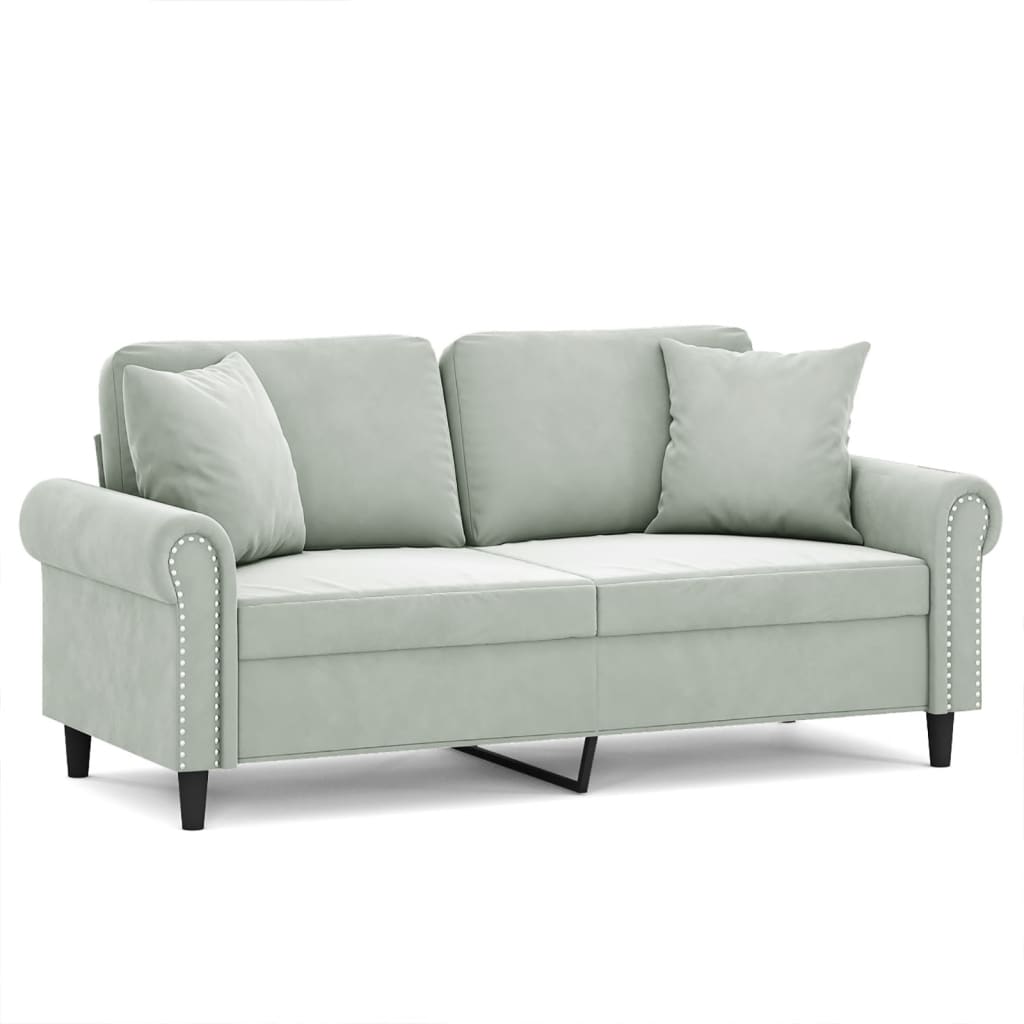 Vidaxl 2-Osobowa Sofa Z Poduszkami, Jasnoszara, 140 Cm, Aksamit