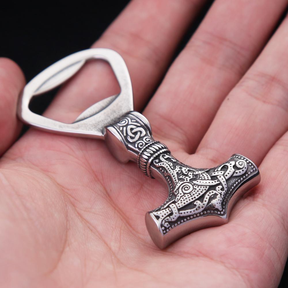 Vintage severský vikingský nerezový otvírák na láhve Thorovo kladivo Mjolnir skandinávský vývrtkový nástroj dárky dropshipping