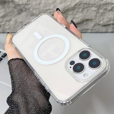 Luksusowe przezroczyste etui magnetyczne do MagSafe do iPhone'a 16 Plus 16 Pro Max z etui z przyciskami dotykowymi aparatu i etui z bezprzewodowym ładowaniem