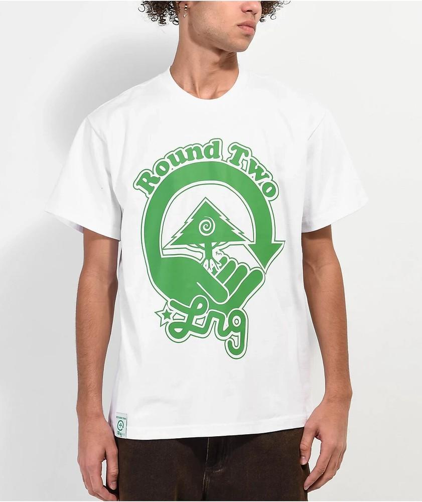 Round Two x LRG Lifted Research Group The Outdoors White T-Shirt NWT S-2XL Unisex T-Shirt S