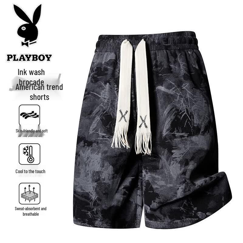 PLAYBOY Men s Summer Ice Silk Quick-Dry Casual Shorts M