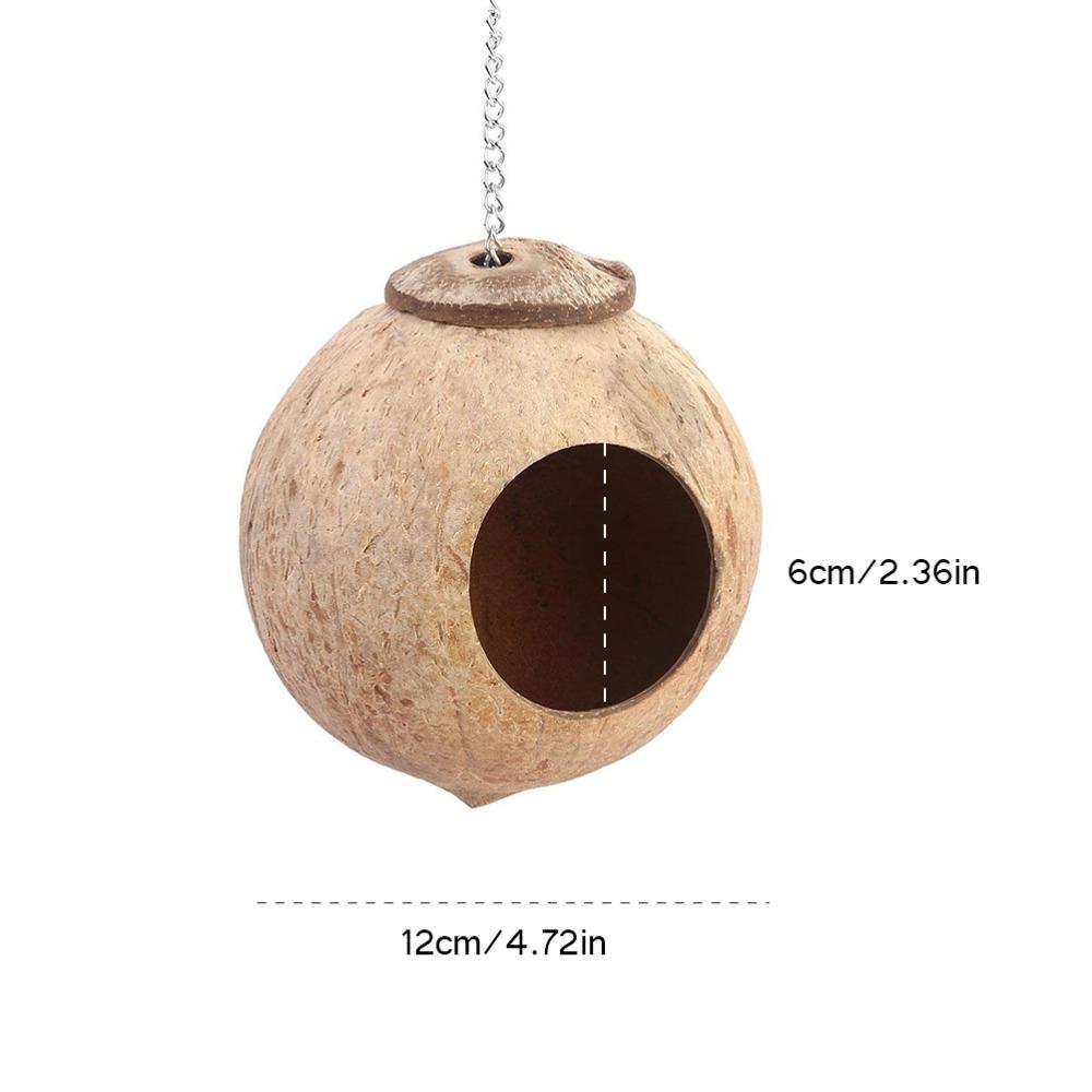 Coconut Shell Coconut Shell Birdhouse Round Entrance 6cm Sanded Finish Pet Hideaway Enclosed Design 12cm Shell Diameter