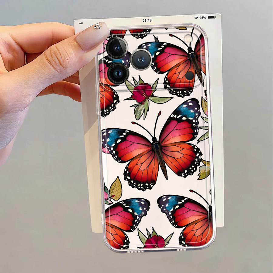 Case for iPhone 17 Pro Max 16 17e 11 Air XS Max 15 13 Pro 12 Mini XR 14 Plus Soft Phone Cover Retro Butterfly Flower