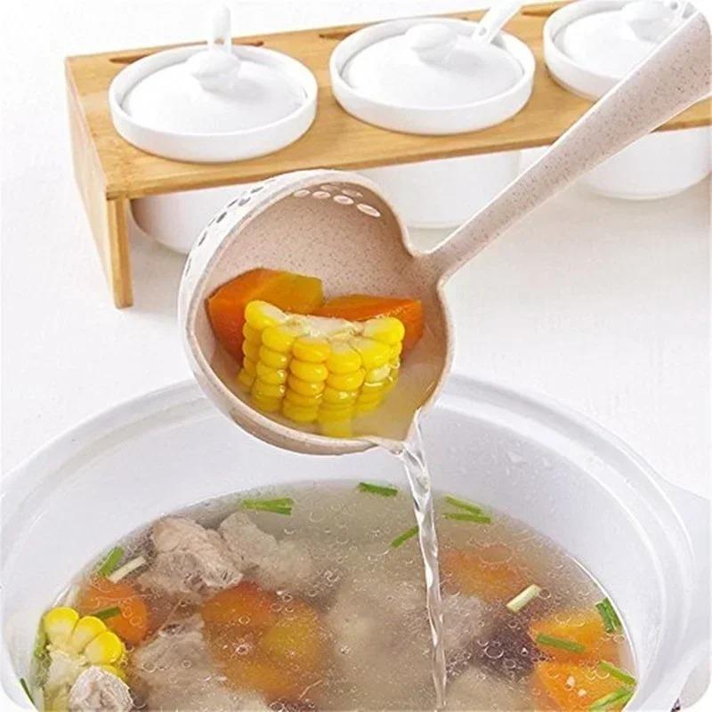Cuchara de sopa 2 en 1, cuchara de mango largo, cuchara coladora creativa, herramienta de cocina, artículos de cocina, todo con envío gratuito