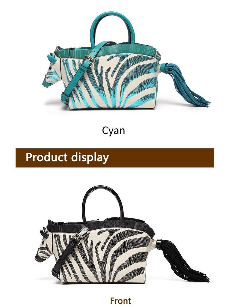 Dámská flitrová taška přes rameno se zebřím vzorem - Nový styl, Niche design, Kontrastní barva, Vysoce kvalitní textura, Osobnostní crossbody taška