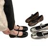Retro Mary Jane shoes women's 2025 spring and autumn new one-word with light mouth round head single shoes flat bottom with skirt small leather shoes