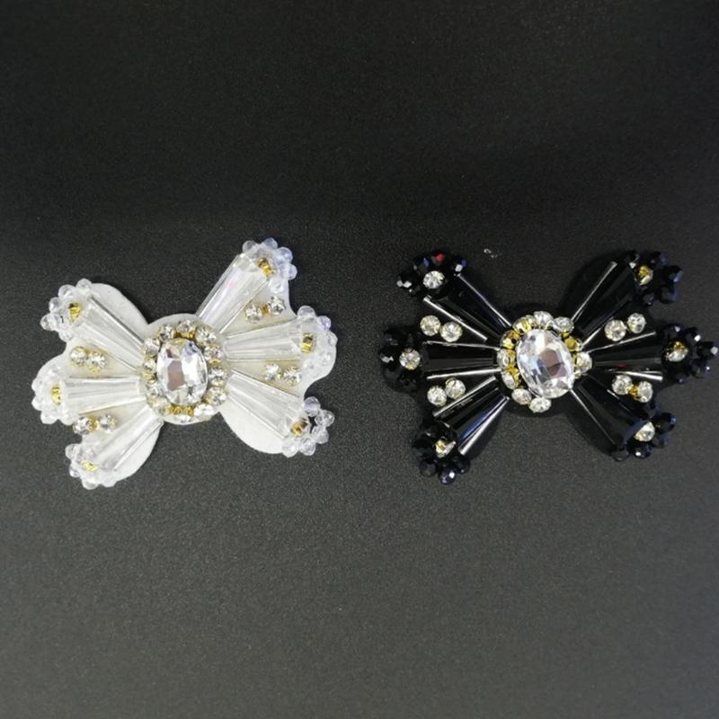 5 Pcs Rhinestones Bows Patches Lovely Decorative Patches Bowknot Patches Sewing Patches for Clothes Hat Shoes Hairpins