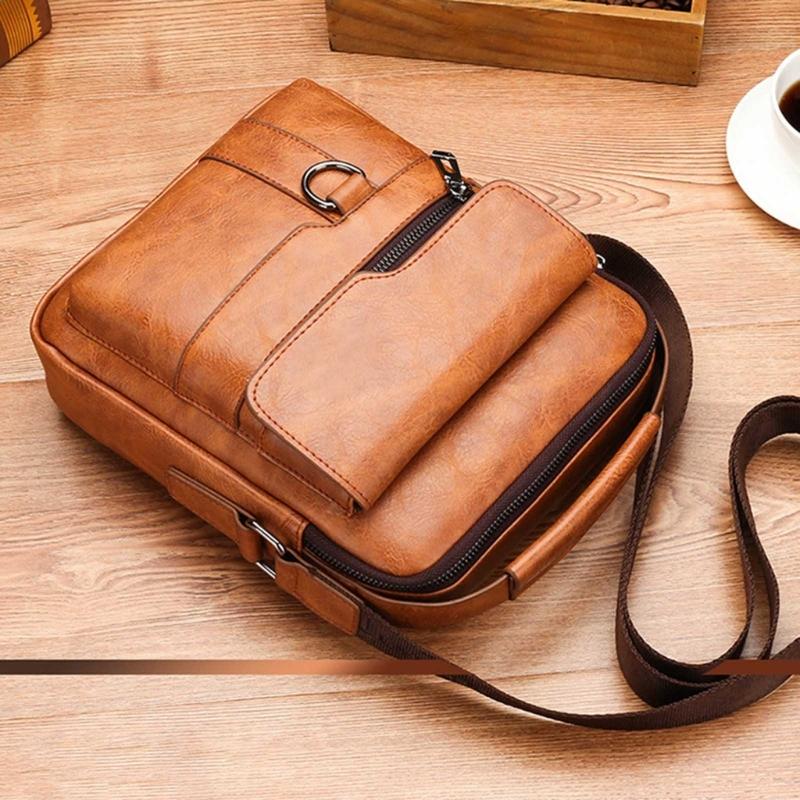 PU Leather Shoulder Bags for Men Crossbody Bag Travel Office Business Bag