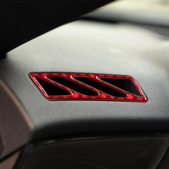 2x Red Carbon Fiber Car Front Dashboard AC Outlet Cover For Chevrolet Camaro 10
