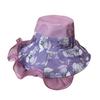 Summer fungus edge elegant large edge mesh yarn hat women's printing sunscreen beach hat foldable travel shade hat