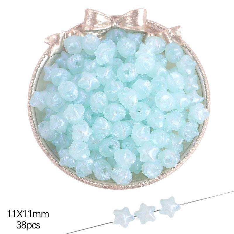 Iridescent Acrylic Pentagram & Peach Heart Beads for DIY Jewelry Making