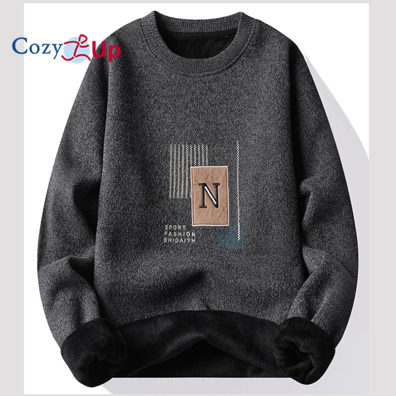 Cozy Up Men's Plush and Thickened Printed Outside Warm Sweater