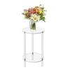 Portable Clear Acrylic End Table with 2 Tiers of Storage Home Accessory Sturdy Side Table for Bedroom and Living Room