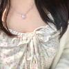 Korean Fashion Pink Crystal Heart Pendant Necklaces Women Girls Y2K Sparkling Rhinestone Fairy Clavicle Chain Jewelry Gifts