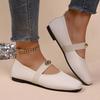 Fashion Flat Bottom Single Shoes Women's Summer New Style Soft Bottom Bean Bean Shoes French Strap Low Heel Flat Shoes for Women