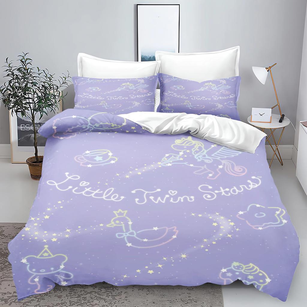 Little Twin Stars Sanrio Bedding Sets Cute Comforter Cover Bed Cover Duvet Cover Pillow Case 2-3 Pieces Sets Kids Adult Size