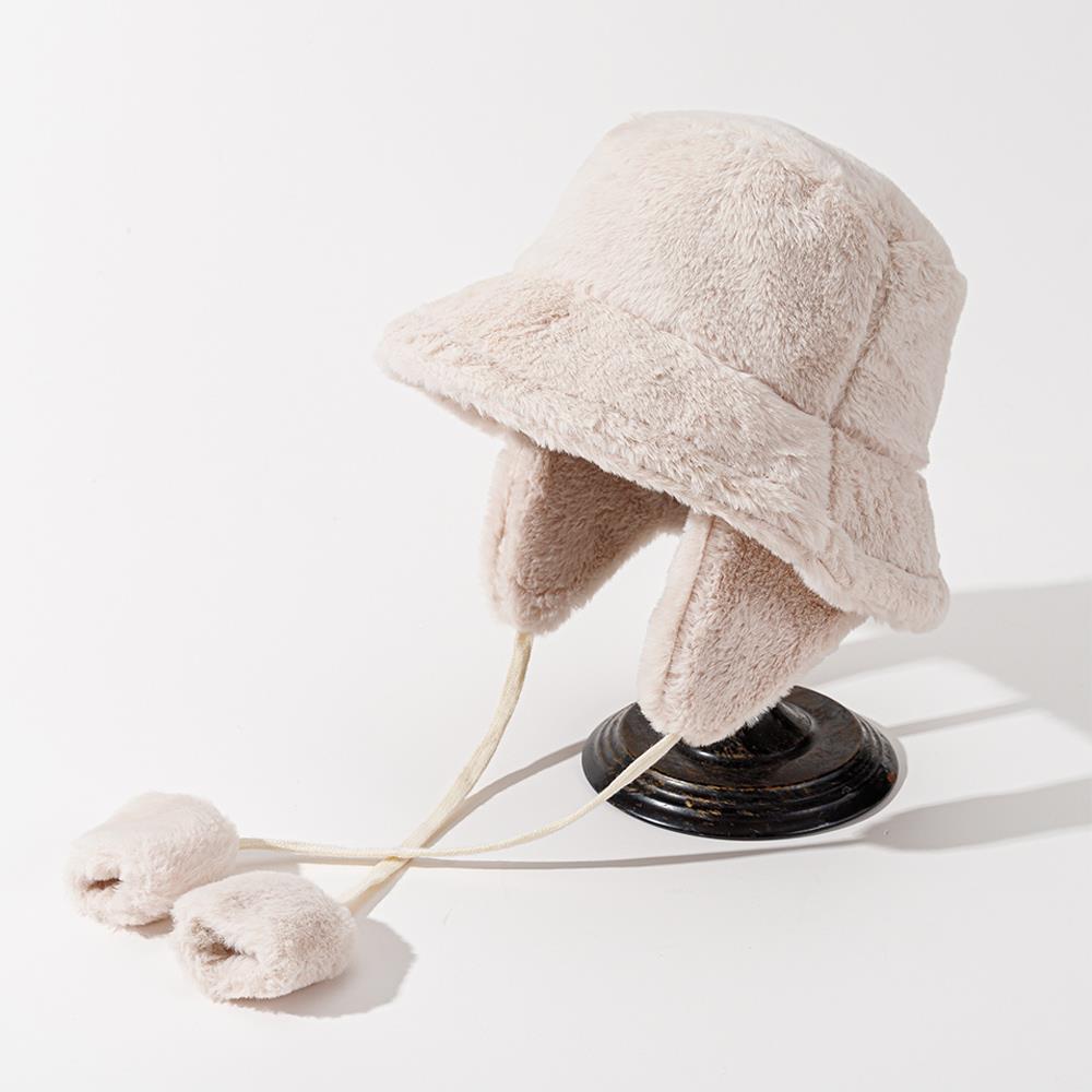 Winter Hat With Earflap Luxury Fisherman Hat Solid Color Beanie Panama Lady Hiking Fur Hat Bucket Hats Warm Thicken Barrel Cap