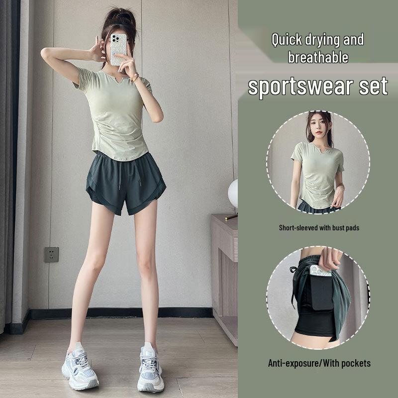 

2025 Women s Quick-Dry Sports Set: Summer Running, Badminton, Yoga, Gym Fashion S