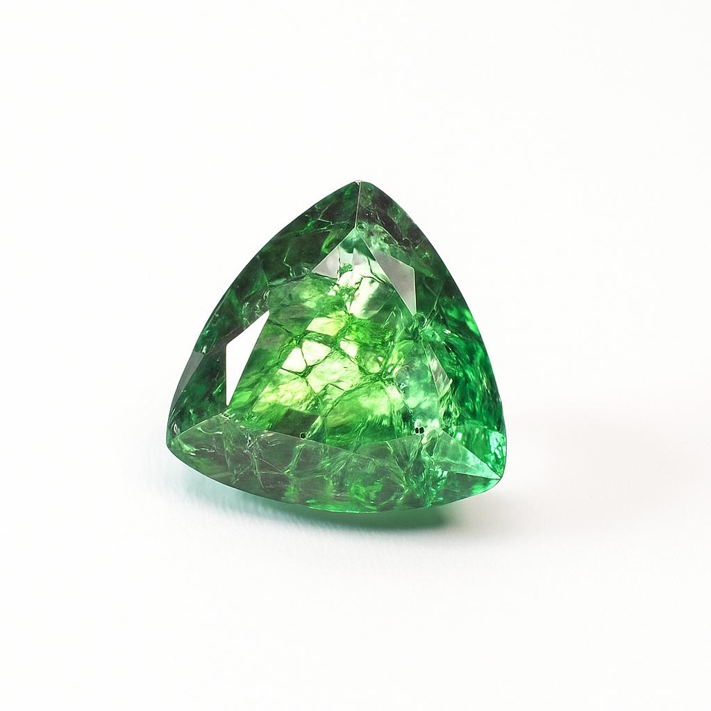 Natural Green Emerald Loose Gemstone 9.30 ct Muzo Trillion Cut for Jewelry Making and Crafts