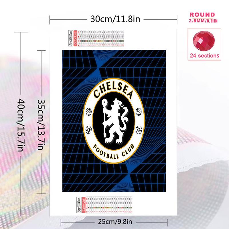 Chelsea FC Pattern 3pcs 100% Round Full Drill 5D DIY Diamond Painting Embroidery Cross Stitch Rhinestone Décor