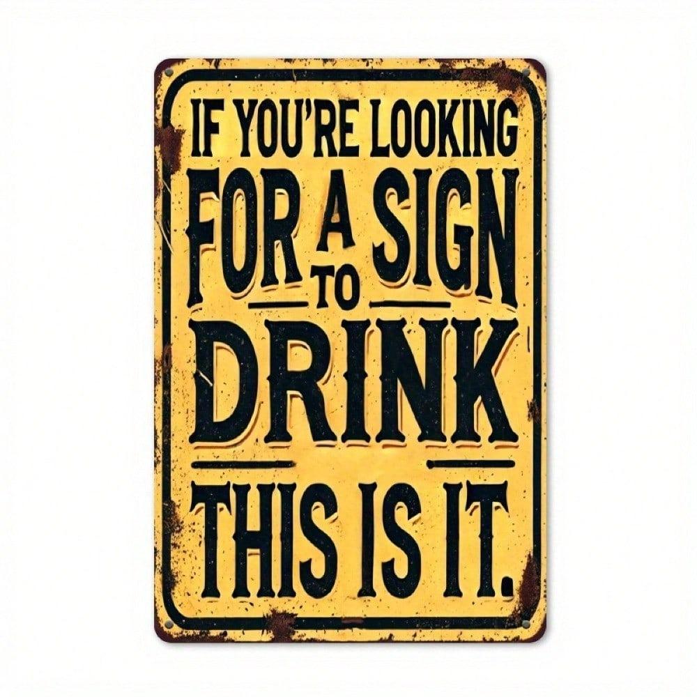 Funny Drinking Quotes Metal Sign Retro Yellow Black Bar Decor 12x8 Inch Aluminum Wall Art for Home Pub Office