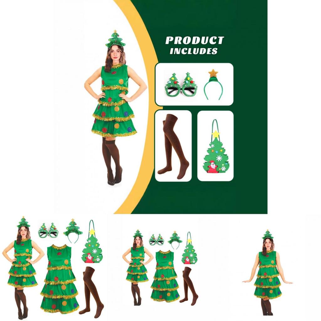 Christmas Tree Cosplay Dress For Women With Polyester And Nylon Fabric For Holiday Themed Events