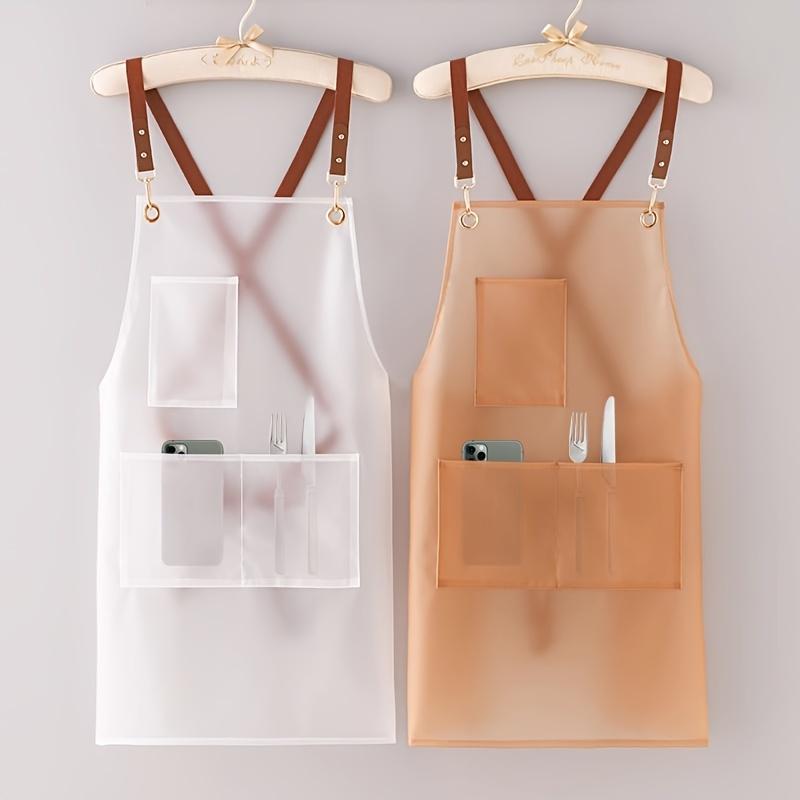 New Apron Waterproof And Oil-proof Strap Fashionable Korean-style Overalls Household Kitchen Cooking Women's TPU Work Clothes