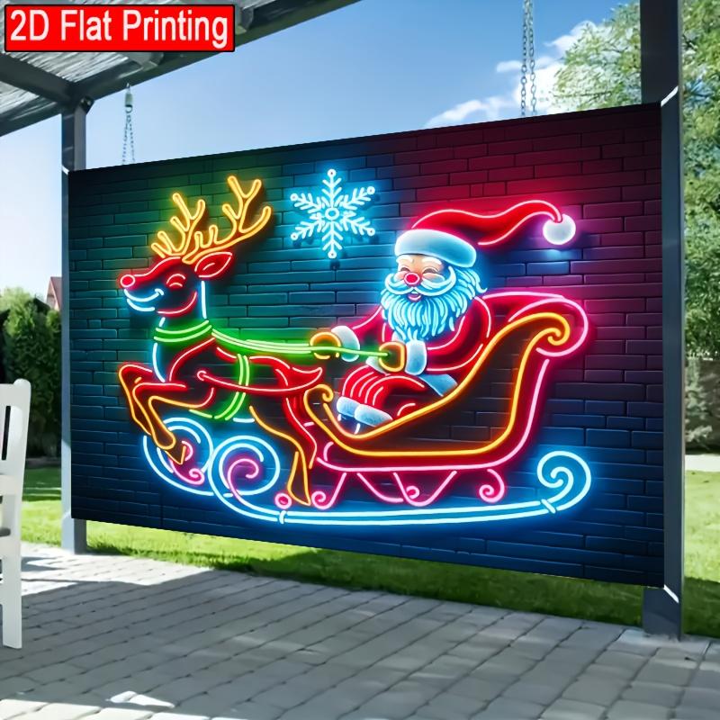 2D plane, 1pc 2D plane decoration Santa Claus and reindeer sleigh banner - terrace decoration banner, 2D plane