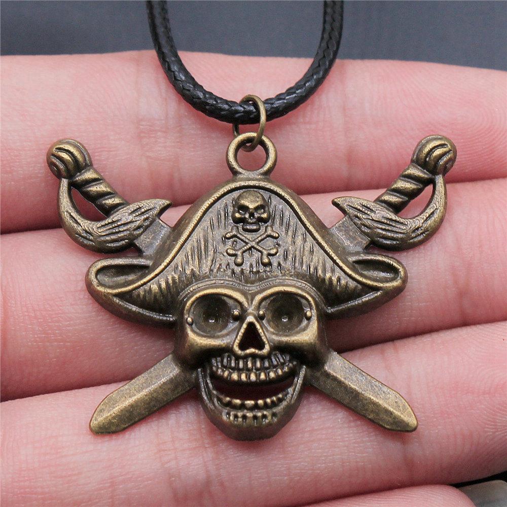 45cm Necklace Leather Chain Big Skull Halloween Kids' Jewelry Materials QN064