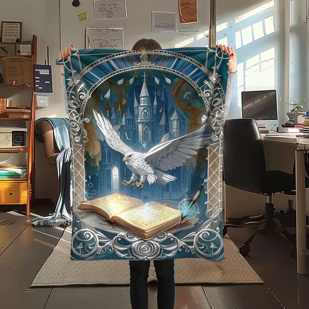 1PC Magic Academy Print FlAannel Blanket, High Quality Comfortable for All Seasons, Home Decor, Warmth and Comfort