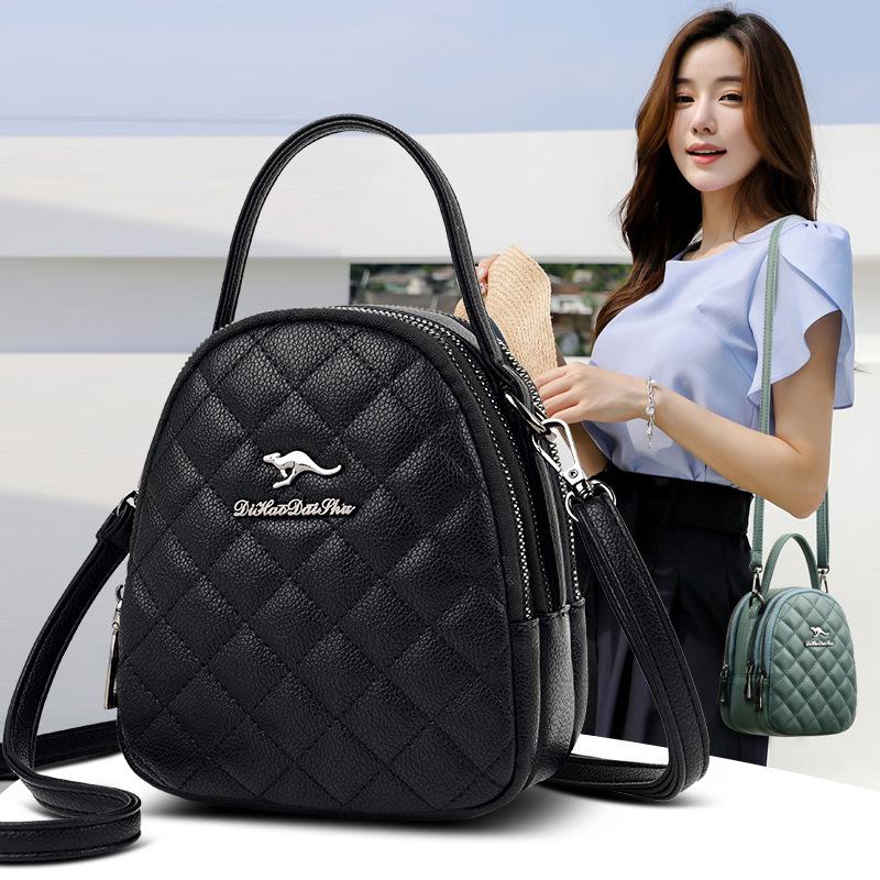 Emgrand Kangaroo Soft Leather Bag Women's 2025 New Middle-aged Shoulder Bag Letter Oblique Span Bag Casual Mom Handbag