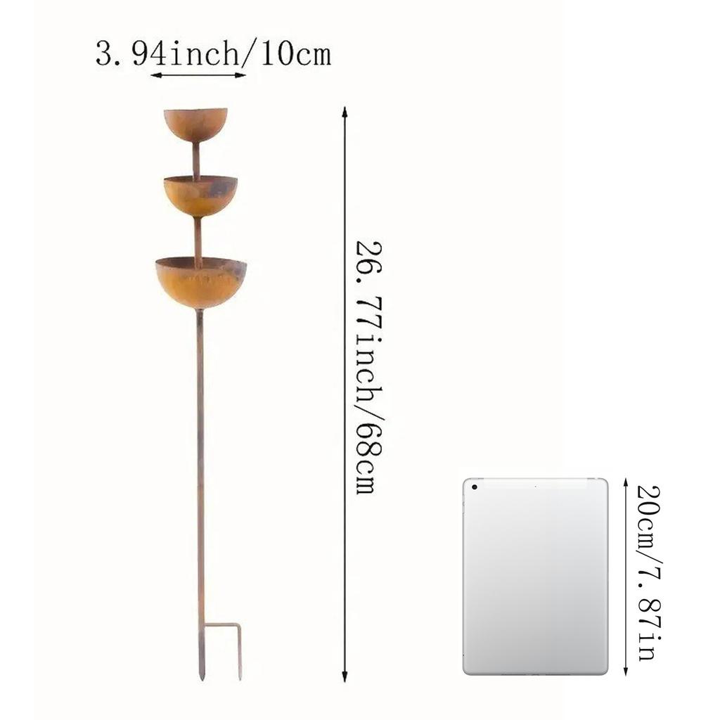 Metal Bird Bath For Outside, 3-Tier Water Bowl With Copper Finish, 26.77 Inch Tall Garden Stake, -Resistant Outdoor Yard Decor
