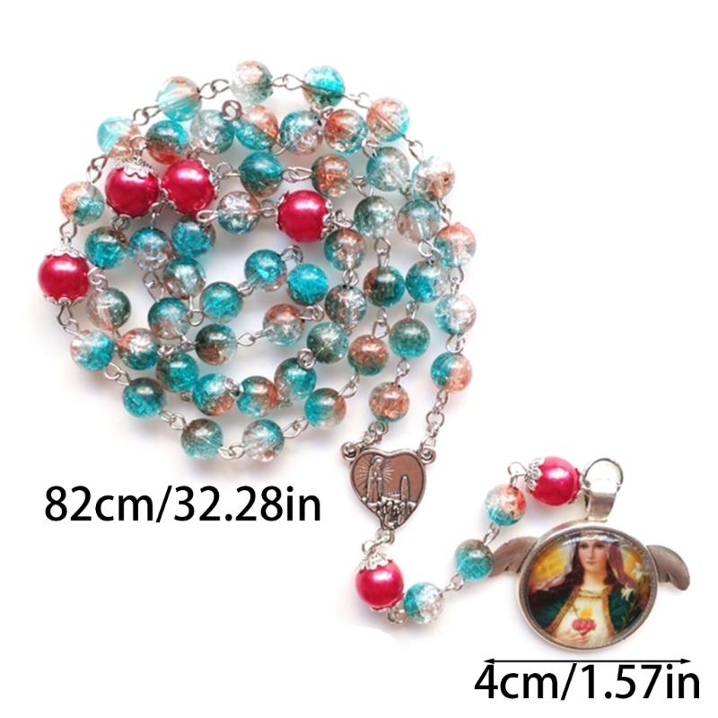 Catholic Necklace Mary Blessing Rosary Prayer Religious Necklace Rosary Beads