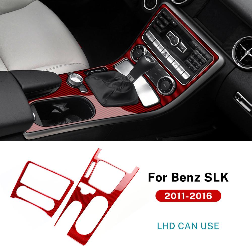 Real Soft Carbon Fiber Trim Sticker For Mercedes Benz SLK R172 2011 2012 2013 2014 2015 2016 Car Central Control Gear Panel