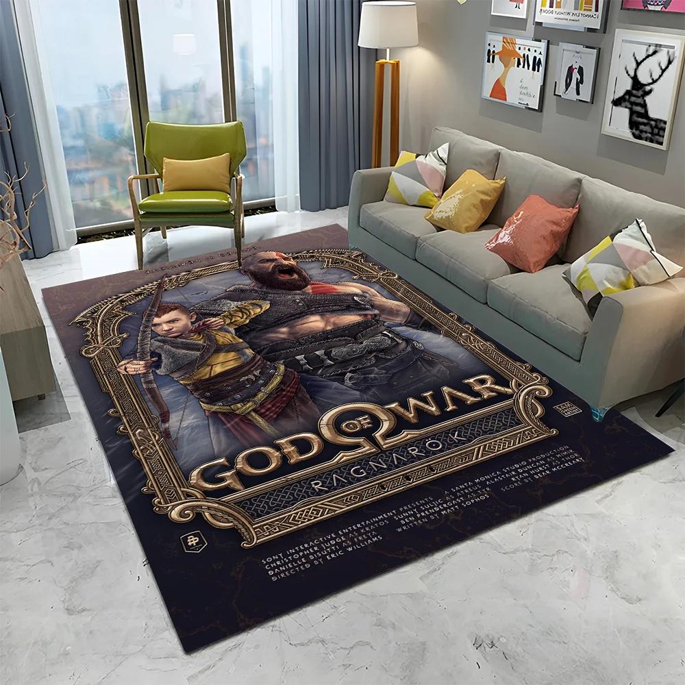 3D God of War Games Gamer Kratos HD Carpet Rug for Home Living Room Bedroom Sofa Doormat Decor,kids Area Rug Non-slip Floor Mat