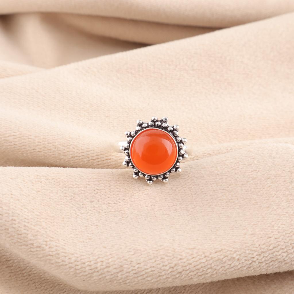 Natural Carnelian Gemstone 925 Sterling Silver Jewelry Handmade Beautiful Ring RR-7-32